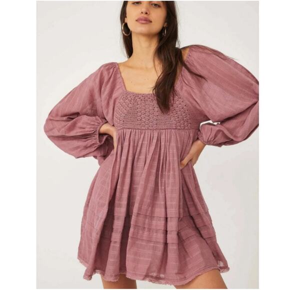 Free People Ari Crochet Mini Dress Cotton Size Medium - Picture 1 of 6